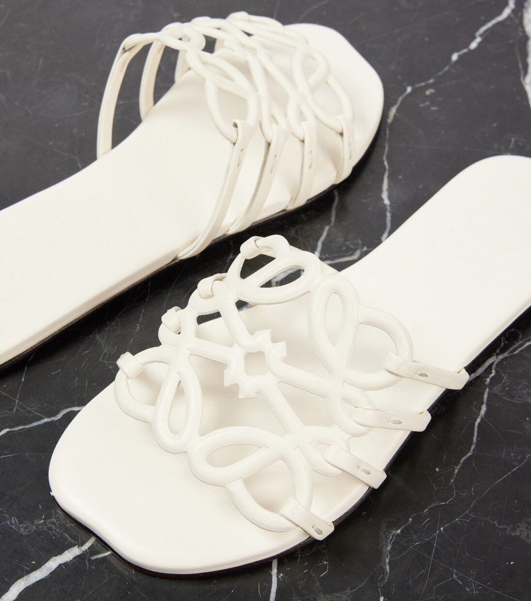 Petal Anagram leather slides | Mytheresa (US/CA)