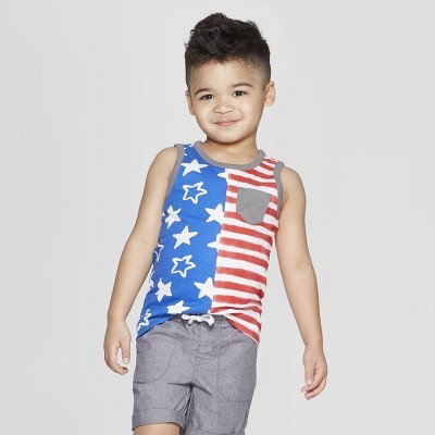 Toddler Boys' Americana Split Tank Top - Cat & Jack™ Blue/Red | Target
