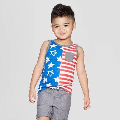 Toddler Boys' Americana Split Tank Top - Cat & Jack™ Blue/Red | Target
