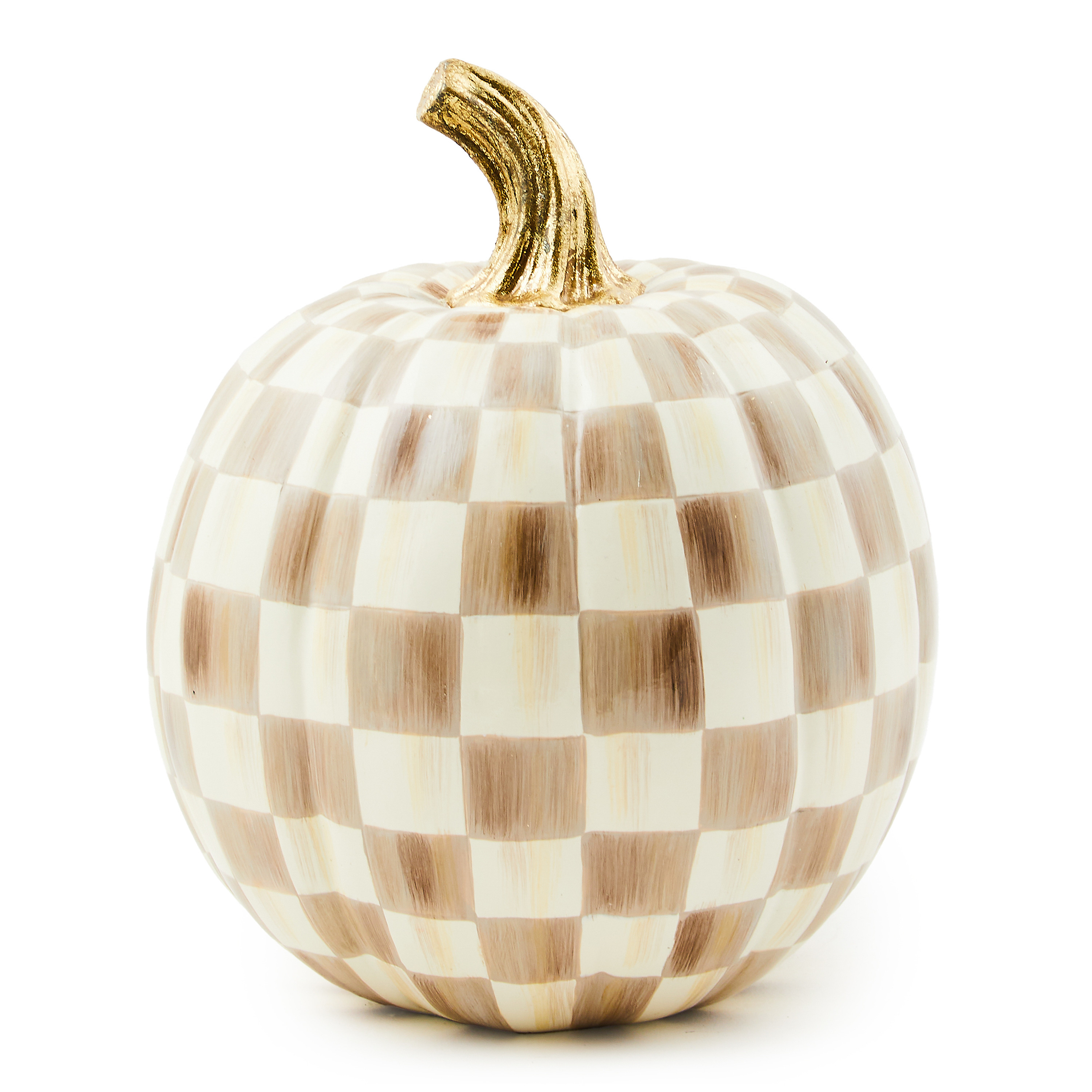 MacKenzie-Childs Mocha Check Small Pumpkin | MacKenzie-Childs