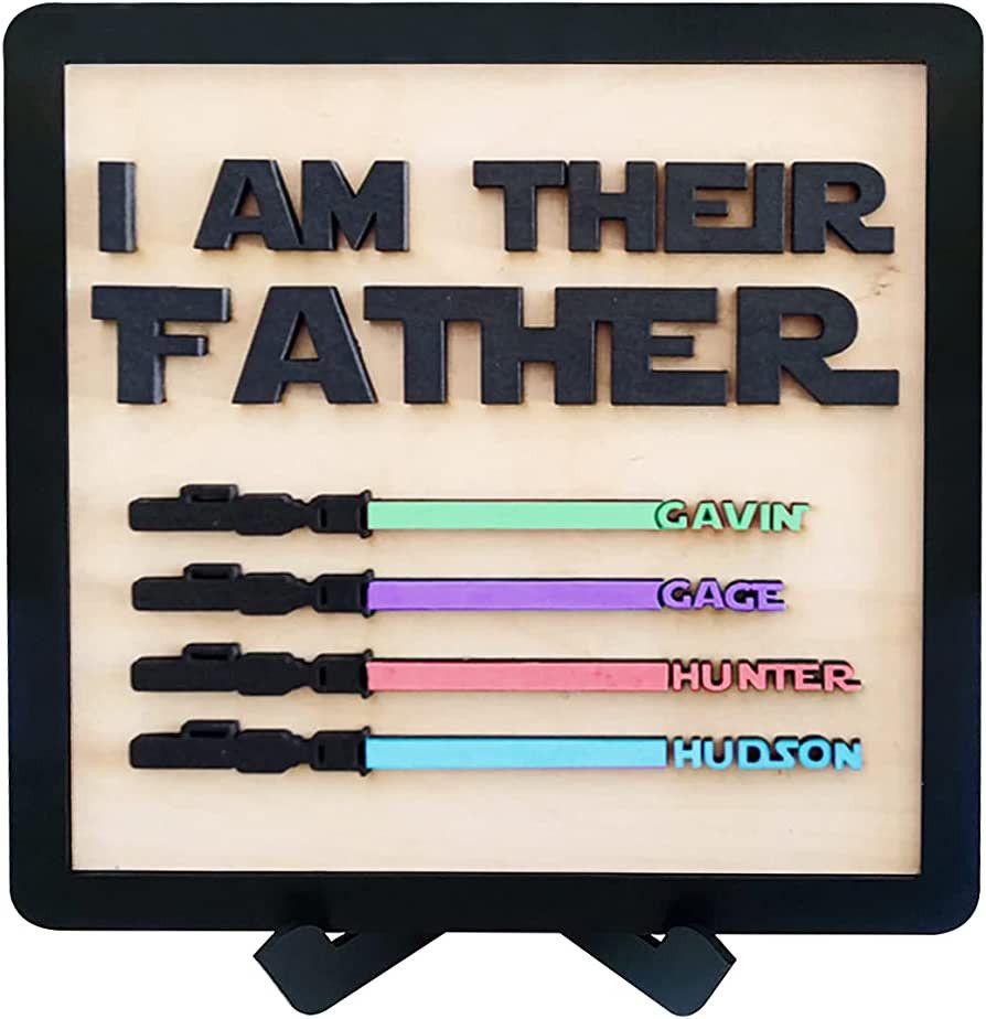 FERATORS Personalized I Am Their Father Wooden Sign Custom Fathers Day Plaque with 1-6 Children N... | Amazon (US)