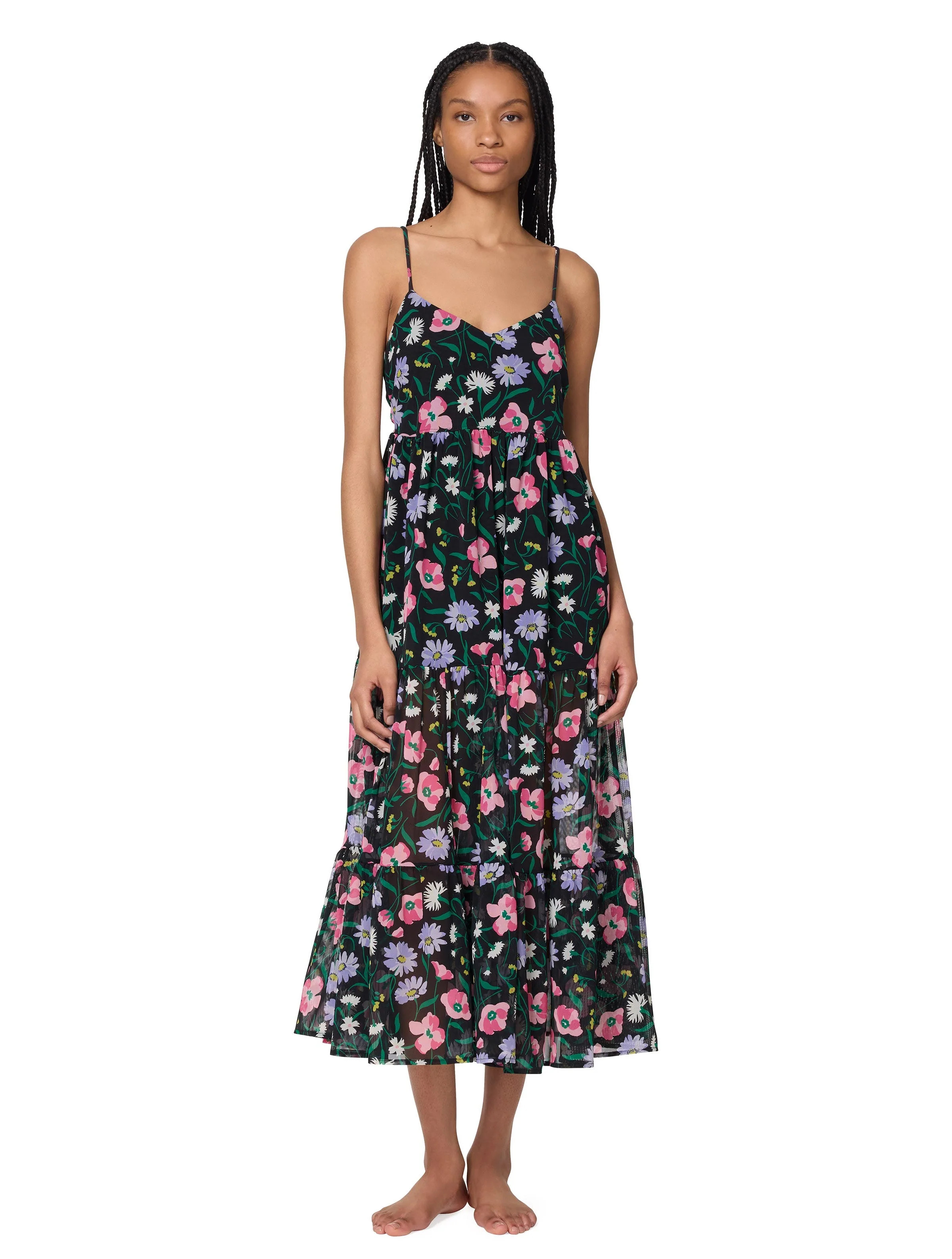 kate spade new york Tiered V-Neck Mesh Cover Up Dress - Spring Bouquet | Beach2Ocean