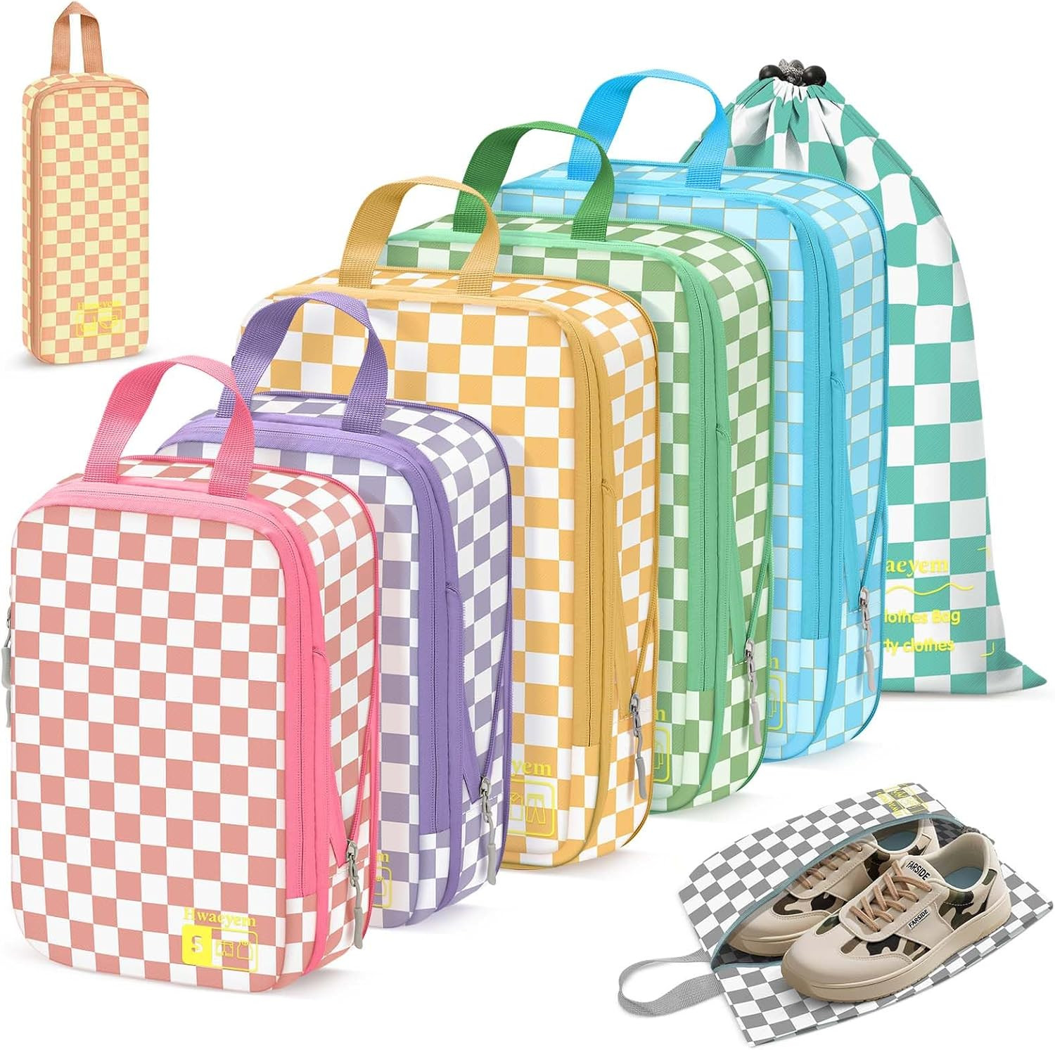 8 Teilige Koffer Organizer Packing Cubes Compression, Leichter DoppelreißVerschluss Kofferorgani... | Amazon (DE)