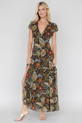 Riverwood Deep V Maxi Dress | Multi Floral | Baltic Born