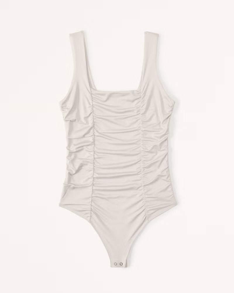 Women's Sleek Seamless Fabric Ruched Squareneck Bodysuit | Women's Tops | Abercrombie.com | Abercrombie & Fitch (US)