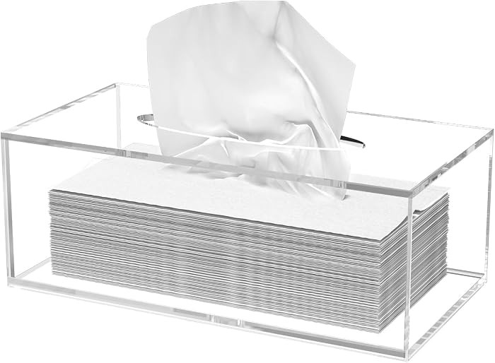 Acrylic Tissue Box Cover, Clear Tissue Box Holder, PITBVO Facial Napkin Dispenser Holder Case Dry... | Amazon (US)