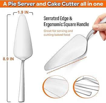 Matte Silver Pie Server Set of 3, E-far 8.9 Inch Stainless Steel Cake Server Cutter for Pastry Ch... | Amazon (US)