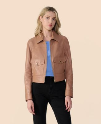 Women's Bomber Leather Jacket | Macy's