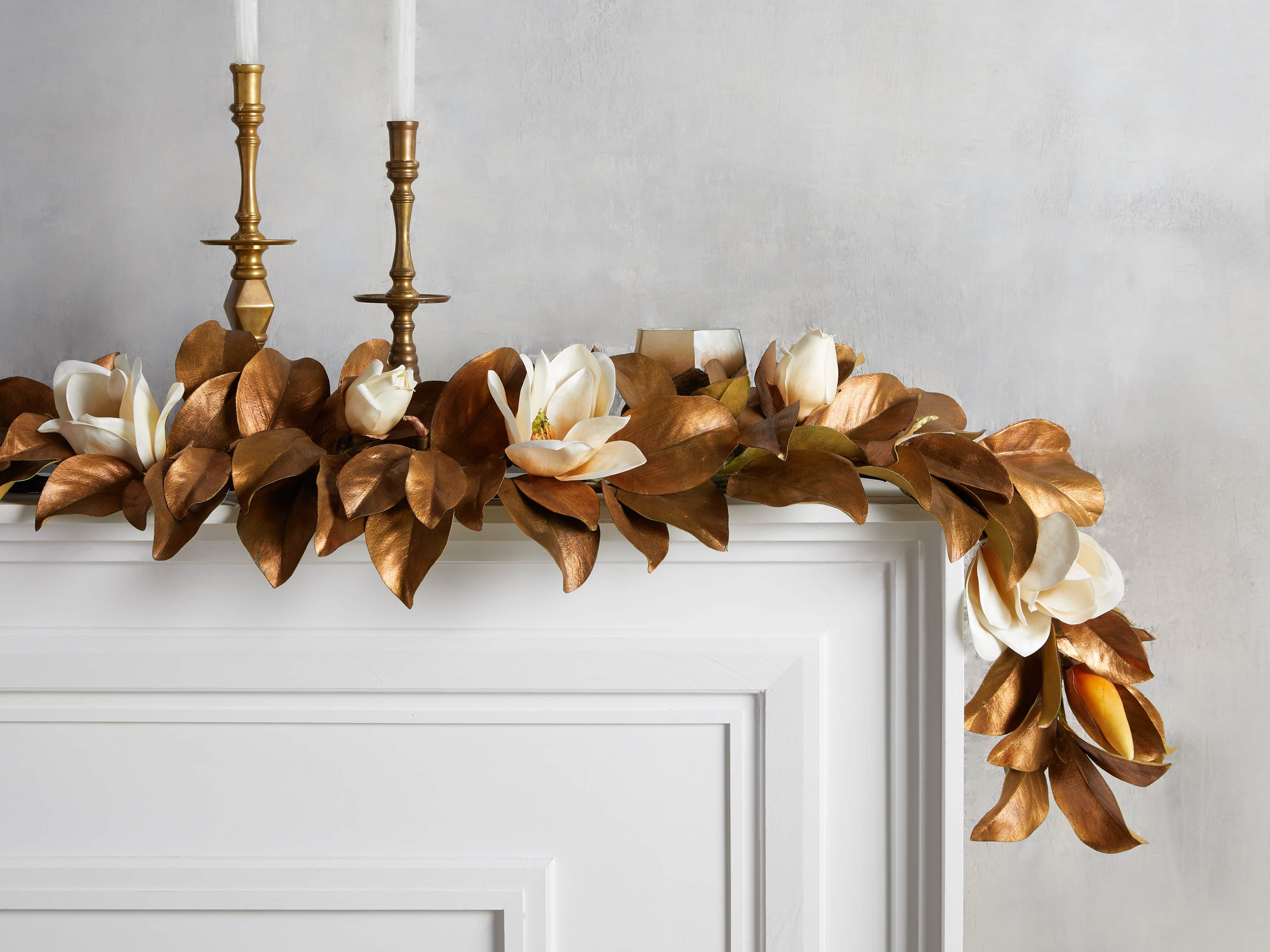 Faux Gold Magnolia Garland | Arhaus