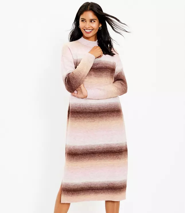 Petite Spacedye Mock Neck Midi Sweater Dress | LOFT