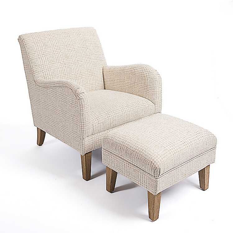 Neutral Houndstooth 2-pc. Chair and Ottoman Set | Kirkland's Home