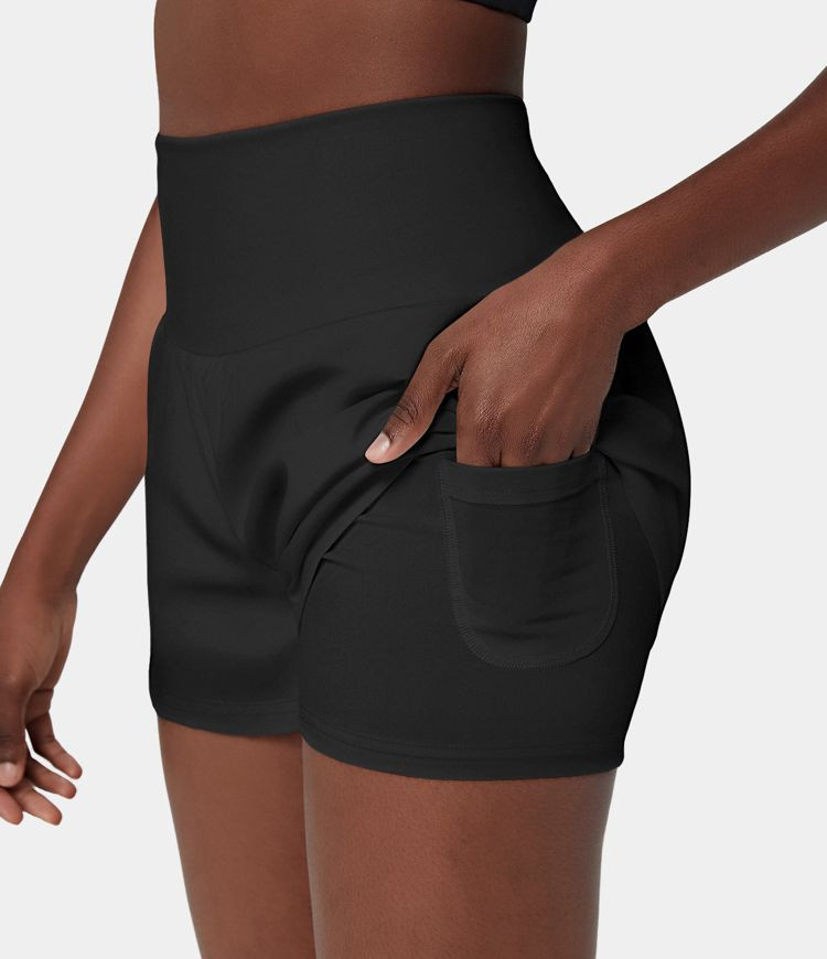 Super High Waisted Back Pocket & Side Hidden Pocket 2-in-1 Yoga Shorts 2.5" | HALARA