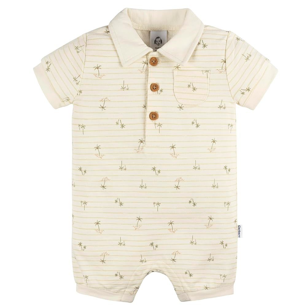 Gerber baby-boys Cotton Polo Romper | Amazon (US)