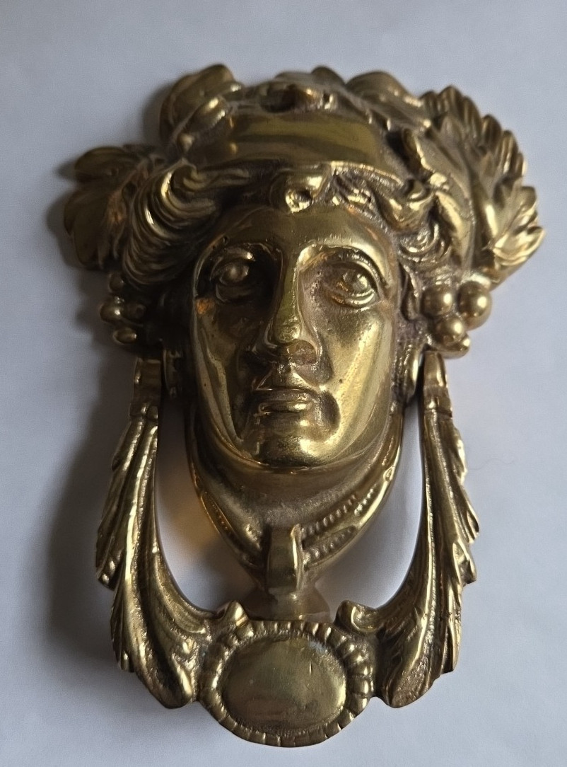 Dionysus Door Knocker Solid Brass Heavy Greek Revival Ivy Crown & Grapes Motif | eBay US