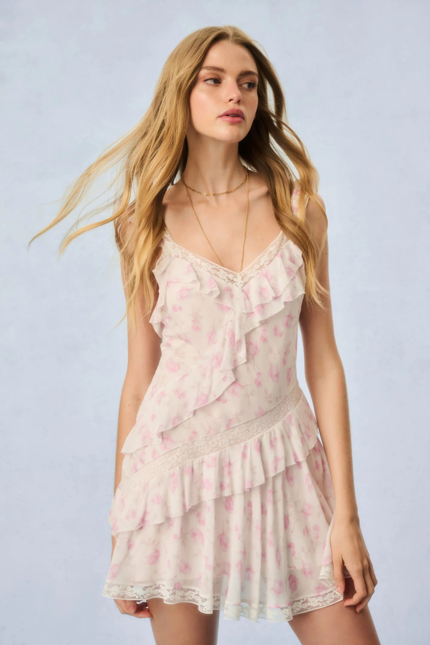 Serima Heirloom Print Mini Dress - STERLING DUSK / L | LoveShackFancy