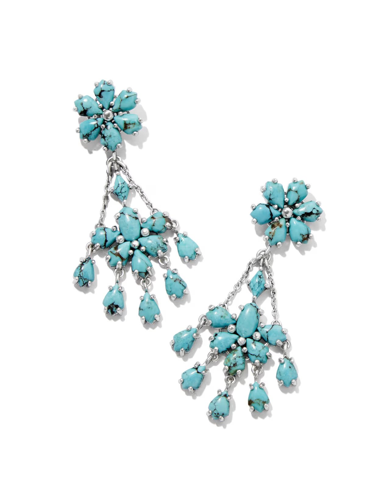 Wrangler® x Yellow Rose by Kendra Scott Laurel Vintage Silver Statement Earrings in Variegated T... | Kendra Scott