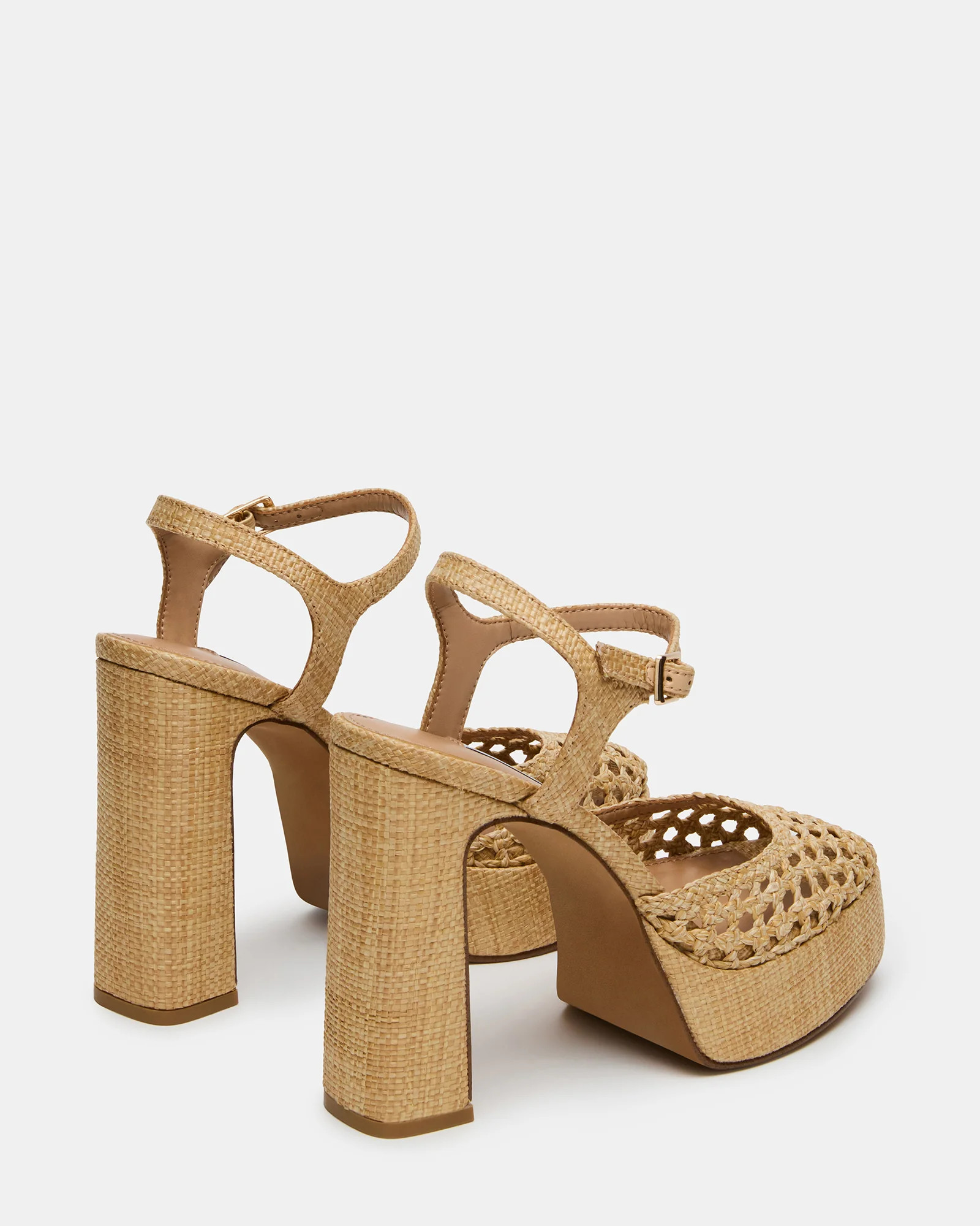LEXIE Raffia Natural Woven Platform Women's Block Heel | Steve Madden (US)