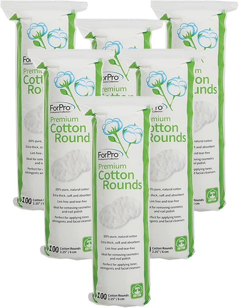 ForPro Professional Collection Premium Cotton Rounds, 100% Cotton, Non-Tearing, Lint-Free, for Co... | Amazon (US)