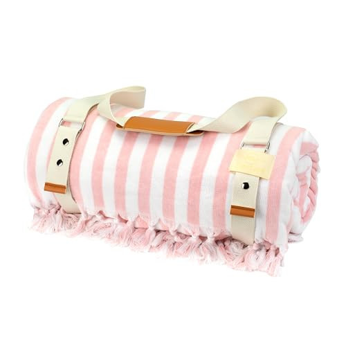 Daytani Tuscany Towel - Extra Large Beach Towel with Terry Cloth & Luxury Velour | Long Cotton Carrier Strap with Snap Closure, 68in x 68in|Portable Picnic Blanket for Outdoor, Park, Beach & Pool | Amazon (US)