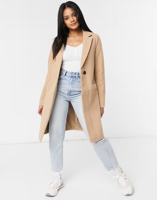 New Look tailored coat in camel | ASOS (Global)