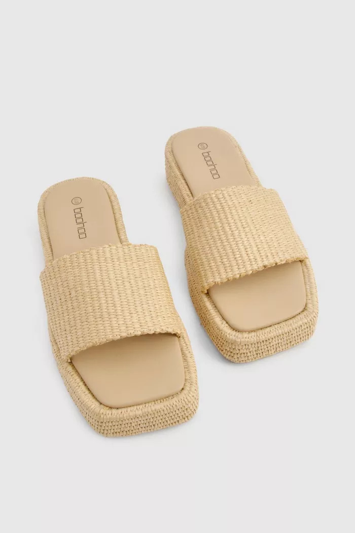 Woven Flatform Sliders | boohoo (US & Canada)