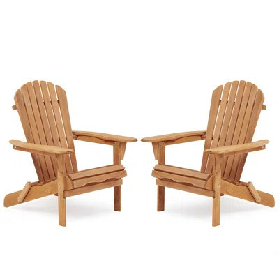 Wood Lounge Patio Chair Outdoor Wooden Folding Embossed Adirondack Chair Set Of 2 Solid Cedar Wood Lounge Patio Chair | Wayfair North America