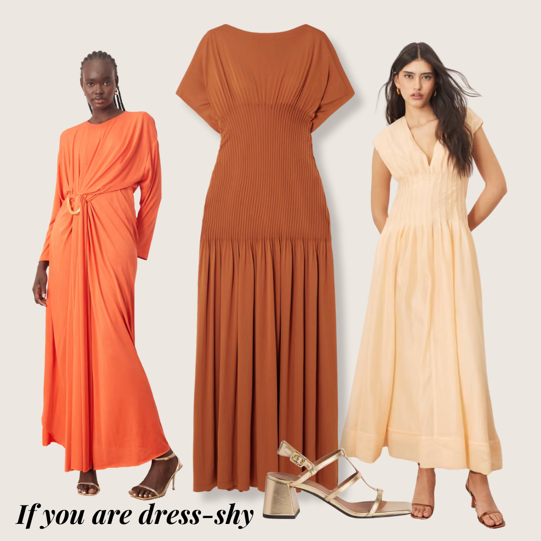 eeling weird about wearing a dress? You’re not alone.⁠
If you’ve been living in jeans and a tee, the idea of going full dress energy can feel... like a lot.⁠
⁠
Here’s the secret: you just need the right kind of dress. Think structured fabric that shapes without clinging. A bit of ruching. A classic wrap that knows your waist better than your ex ever did.⁠
⁠
Flattering, functional, and zero stress, these dresses do the work for you, so you can focus on having a good time (not adjusting your hemline every 10 seconds).⁠
⁠
Tap for my go-to styles that make you feel like you, but fancier.⁠ 

 #LTKwedding #LTKdresses #LTKstyletip