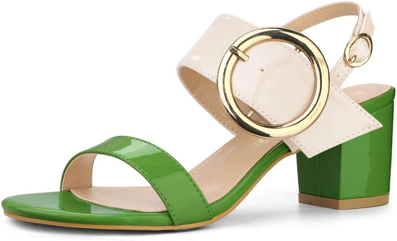 Allegra K Women's Slingback Block High Heel Sandals | Amazon (US)