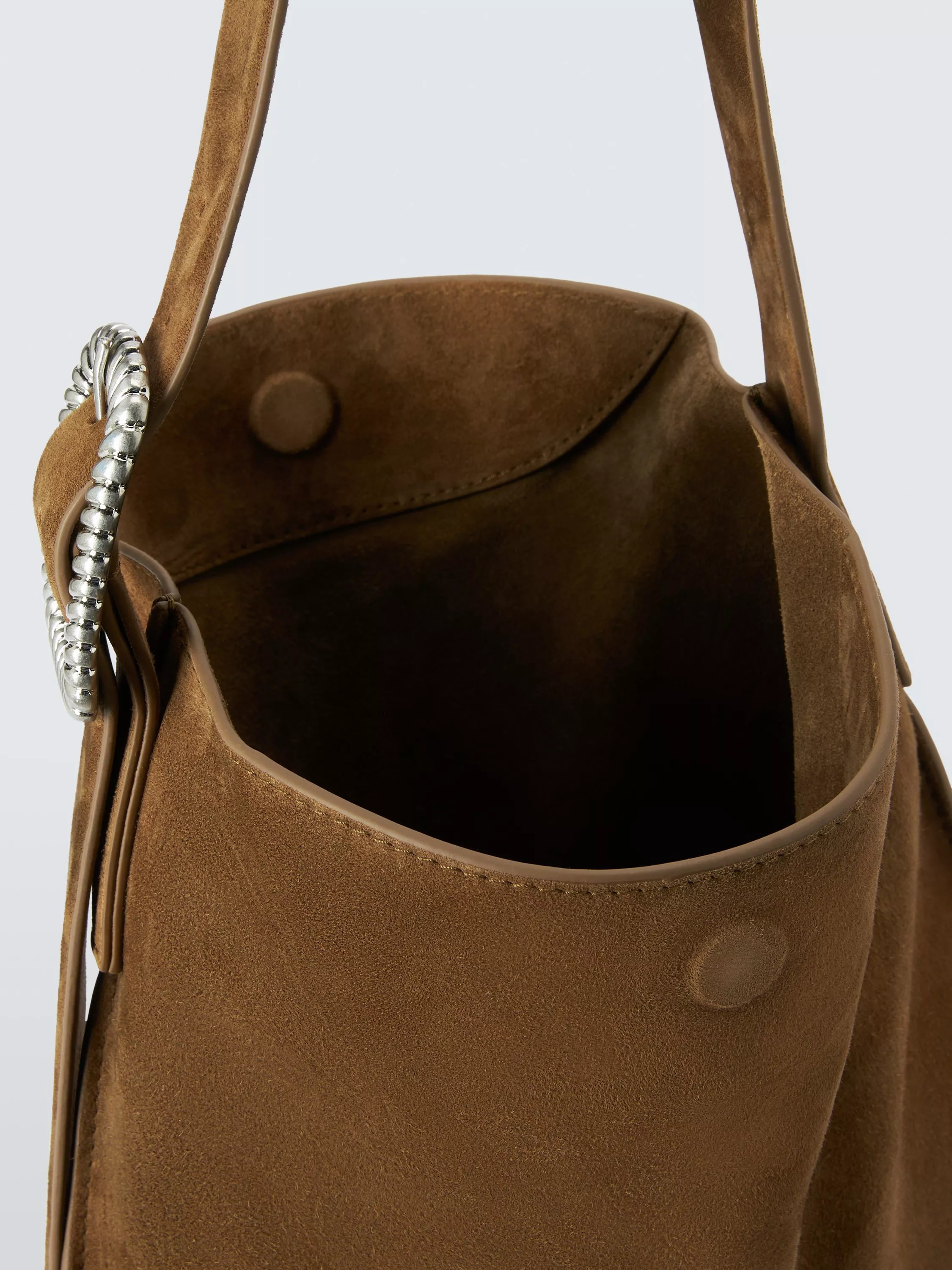 Suede Medium Hobo Belt Strap Shoulder Bag, Coffee Brown | John Lewis (UK)