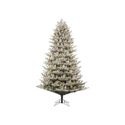 GE 7.5-ft Flocked Montana Fir Pre-lit Artificial Christmas Tree with White LED Lights Lowes.com | Lowe's