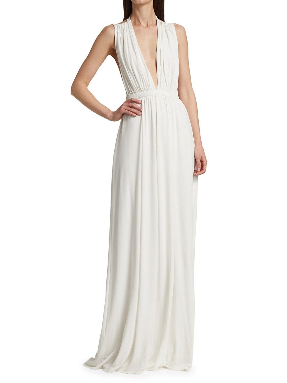 Freida Plunging Open-Back Jersey Gown | Saks Fifth Avenue