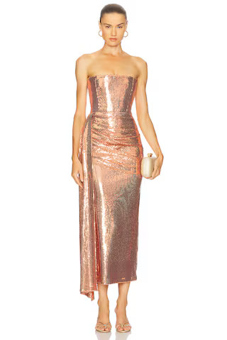 Strapless Drape Dress in Copper | Revolve Clothing (Global)