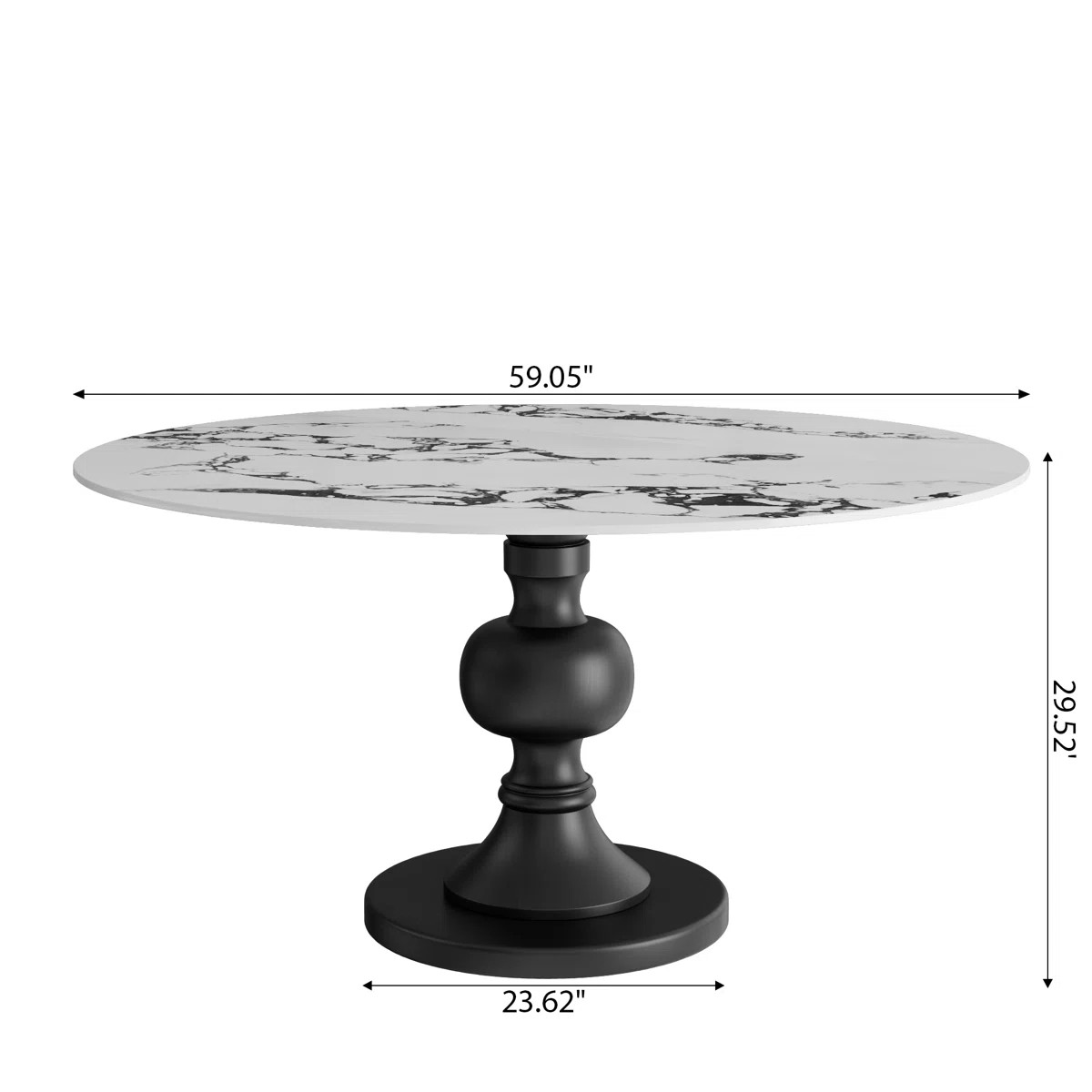 Round Dining Table Sintered Stone Kitchen Table Solid Wood Pedestal Dining Table For 6 | Wayfair North America