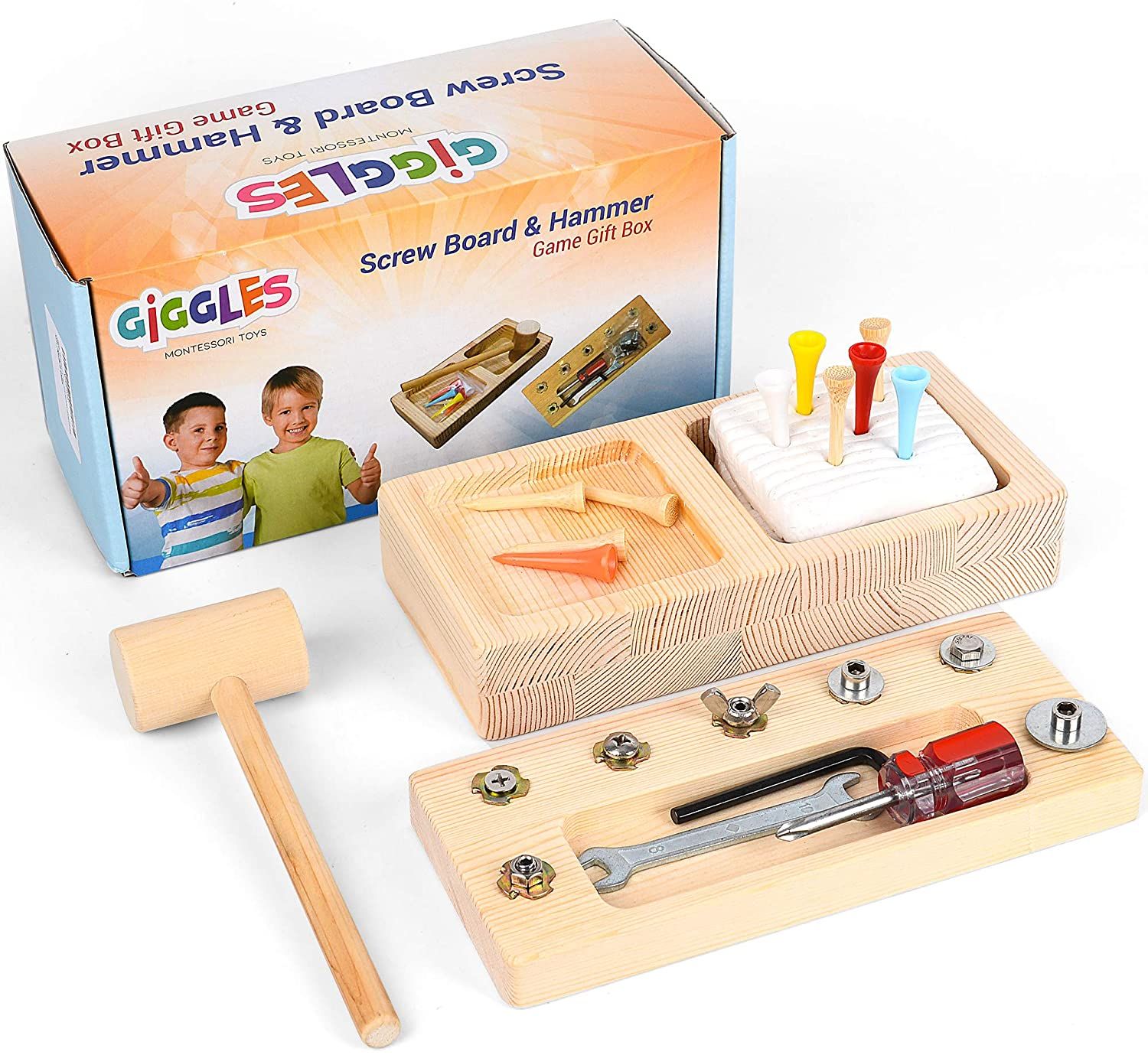Montessori Toys Screwdriver Board & Hammer Peg Game - Preschool Materials Toys Toddlers Wooden Ol... | Walmart (US)