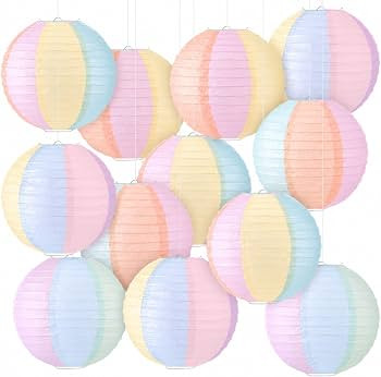 12 Pcs Pool Party Decorations 10" Pastel Beach Ball Paper Lanterns | Amazon (US)