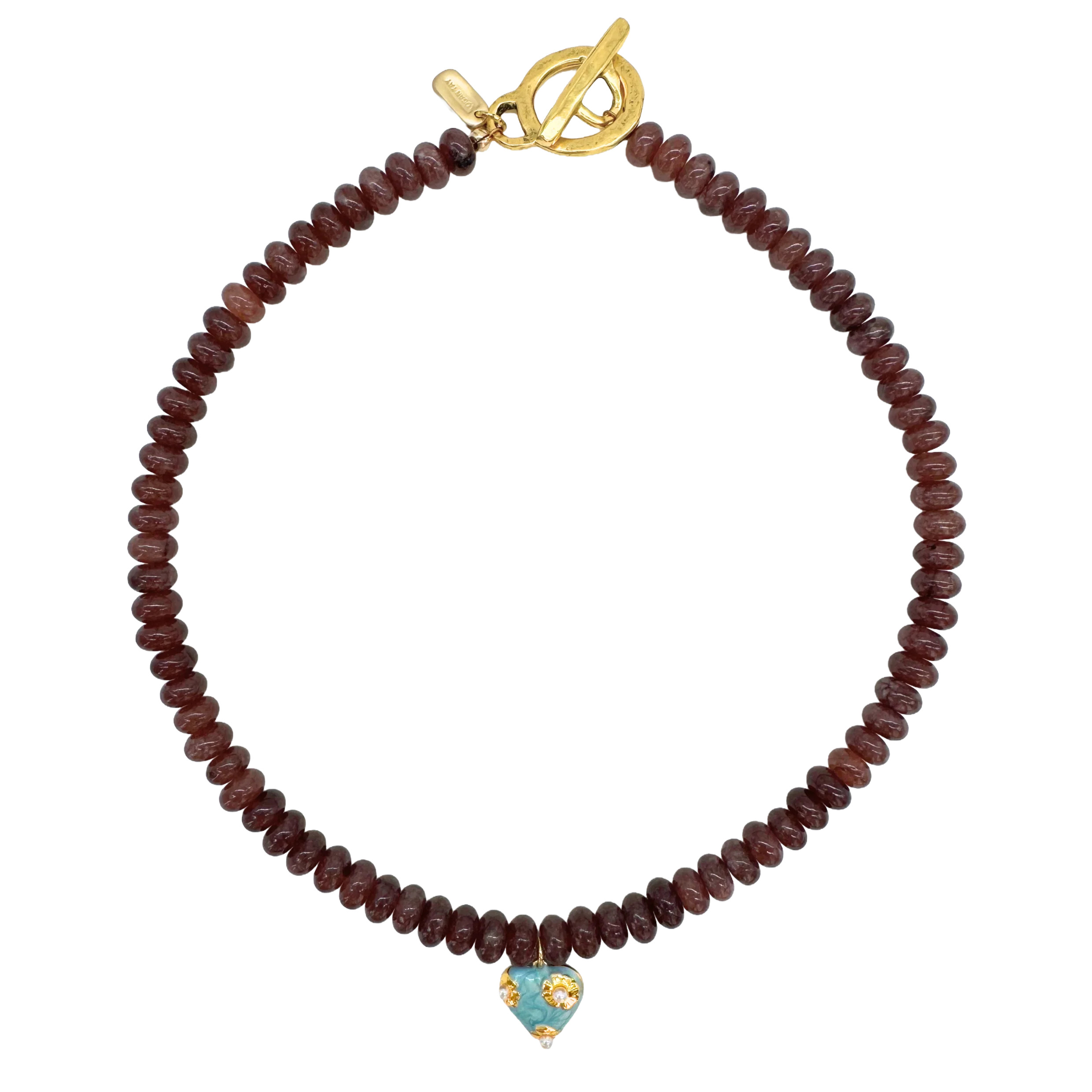 Brown Beaded Heart Necklace | Logan Tay