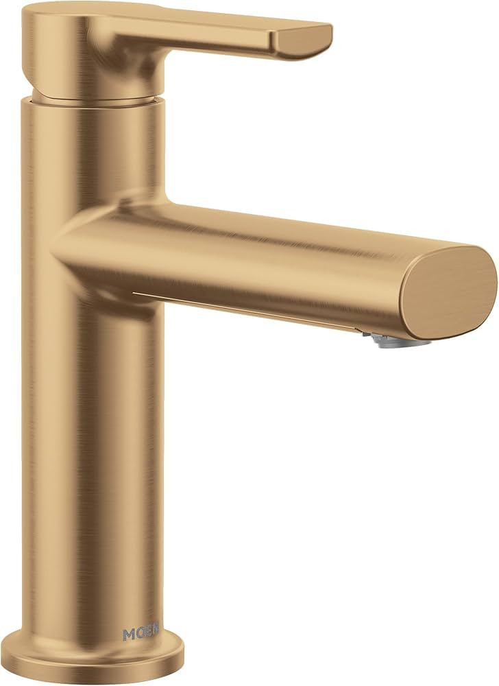 Moen Meena Bronzed Gold One-Handle Single Hole Modern Bathroom Sink Faucet with Optional Deckplat... | Amazon (US)
