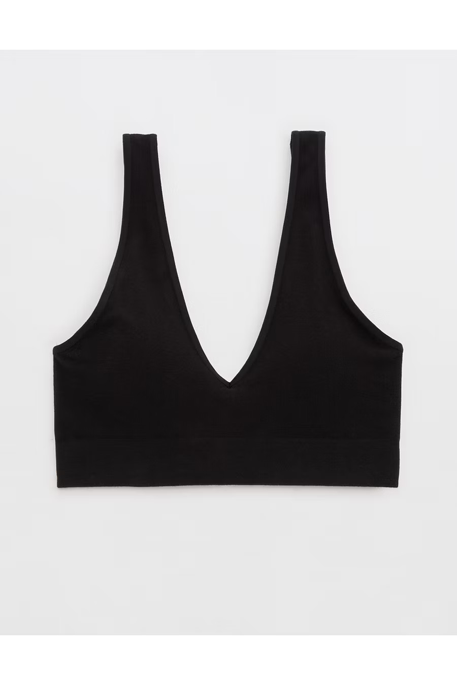 Superchill Cotton Seamless Plunge Bralette Women's True Black S | Aerie