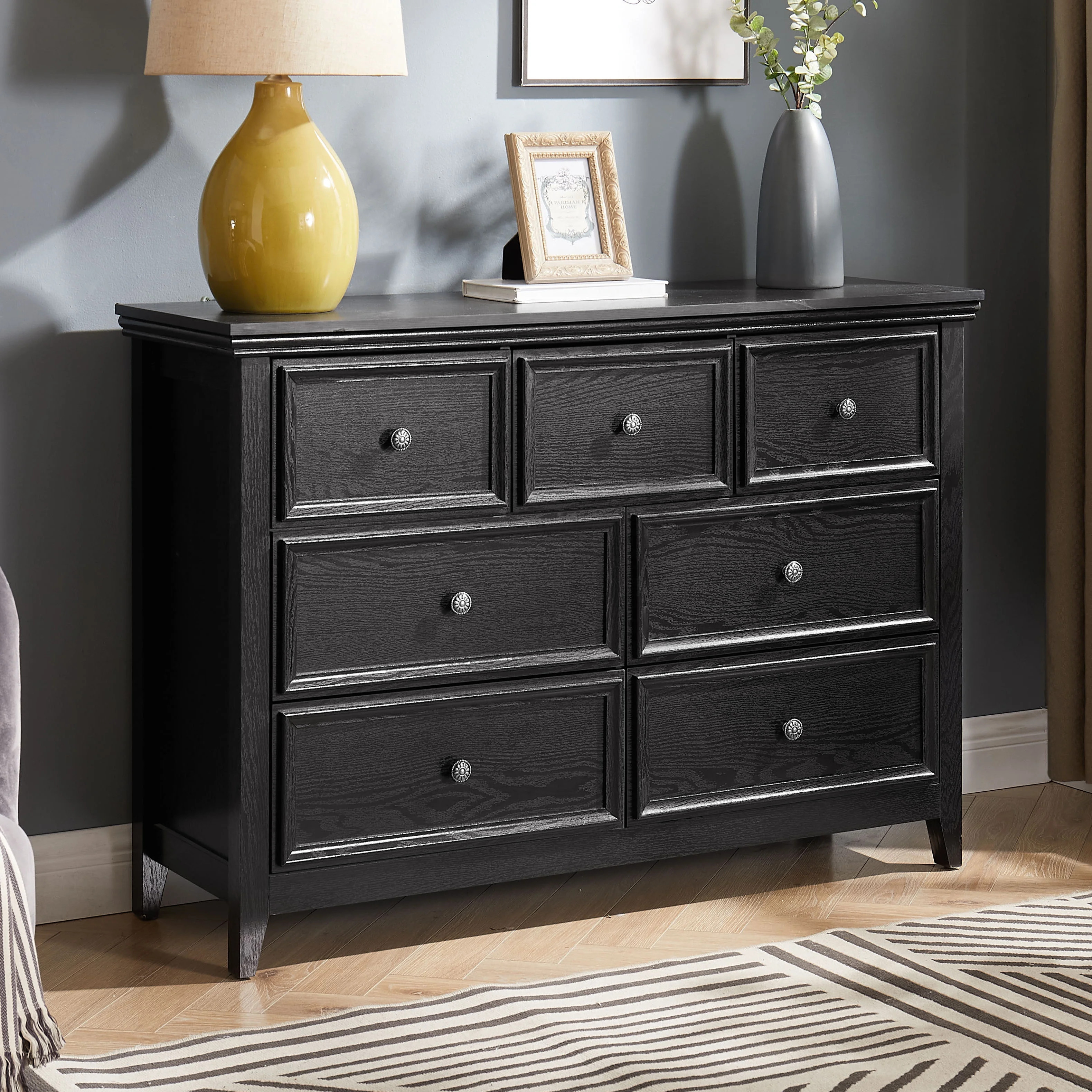 Modern Farmhouse 7 Drawer Dresser Chests, Dressers for Bedroom, Wood Rustic TV Stand of Drawers C... | Walmart (US)