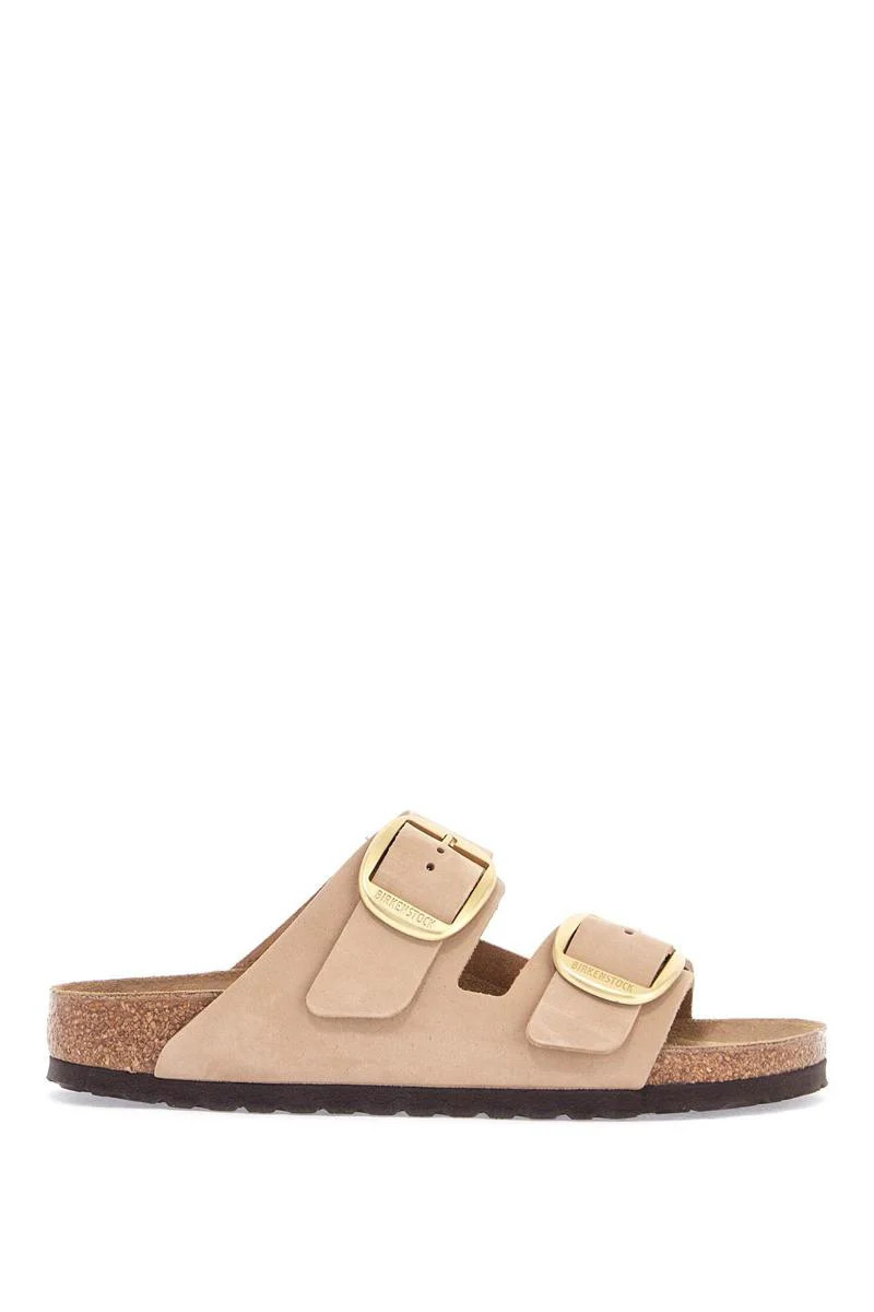 nubuck leather sandals sandcastle with golden buckles | Baltini