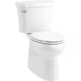 Gleam 2-Piece Chair Height Elongated Skirted 1.28 GPF Single Flush Toilet in White with Slow Clos... | The Home Depot