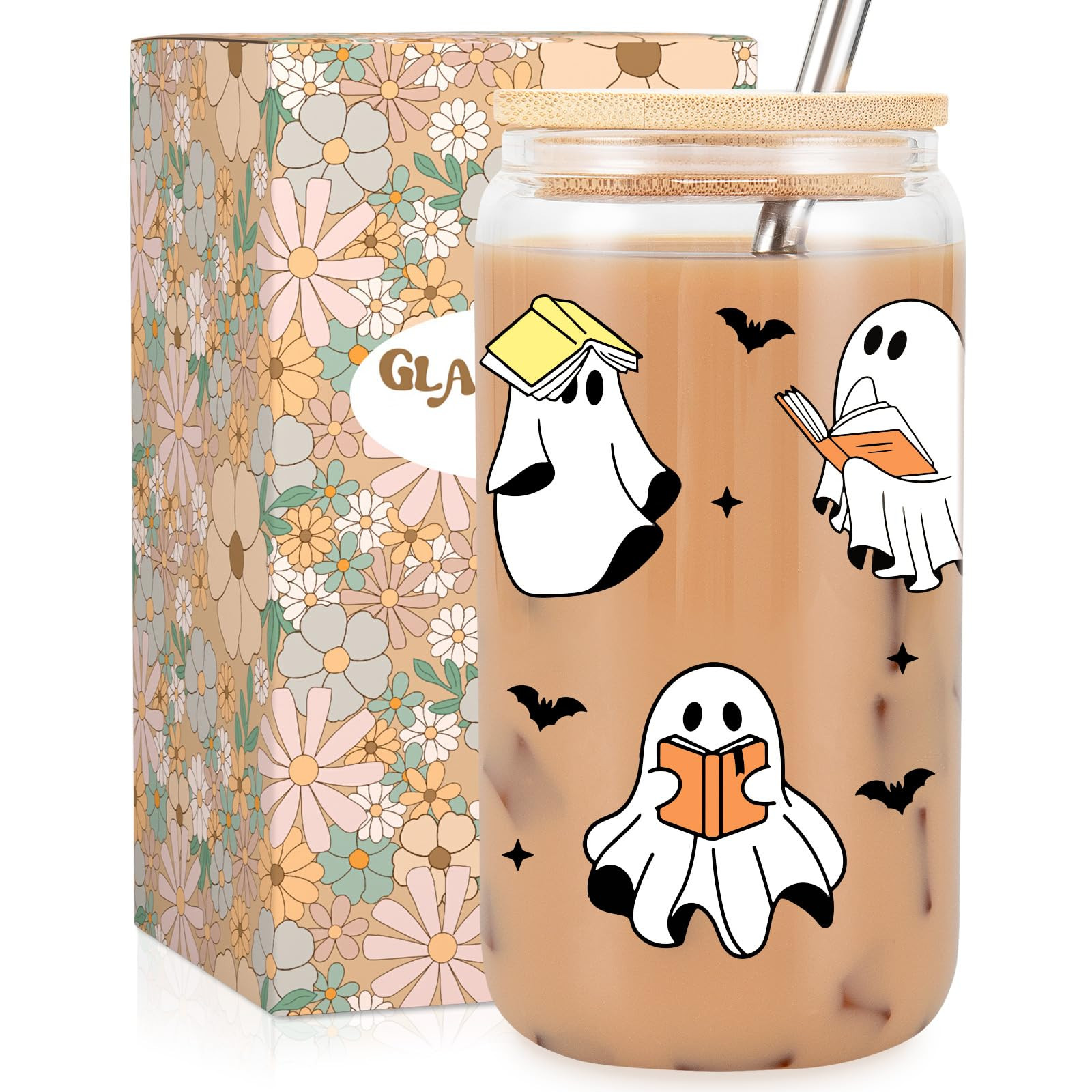 Fairy's Gift Ghost Reader Halloween Cup, Cute Spooky Gifts for Book Lovers, 16 oz Iced Coffee Tum... | Amazon (US)
