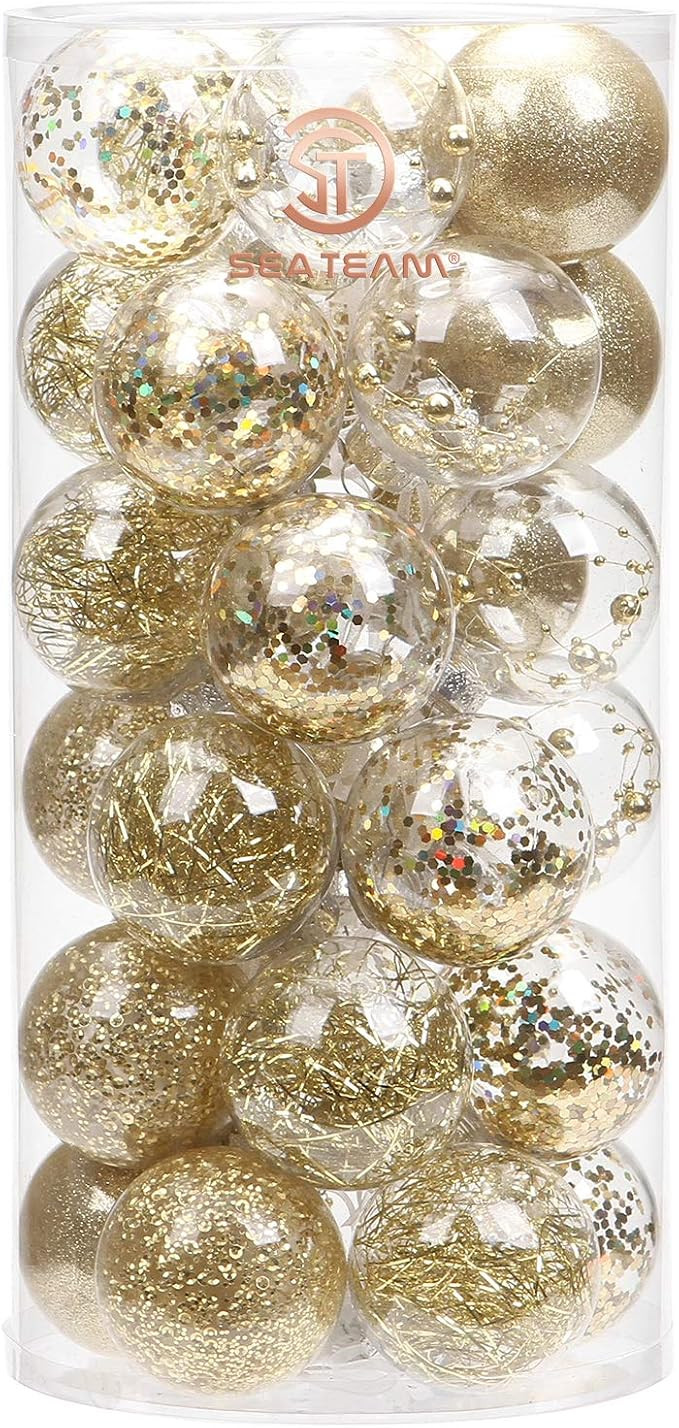 Sea Team 60mm/2.36" Shatterproof Clear Plastic Christmas Ball Ornaments Decorative Xmas Balls Bau... | Amazon (US)