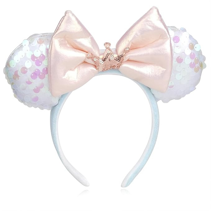 Mouse Ears Headband，Glitter Sequin bow and 3D stereoscopic for Women Girls Boys Theme Park, bir... | Amazon (US)