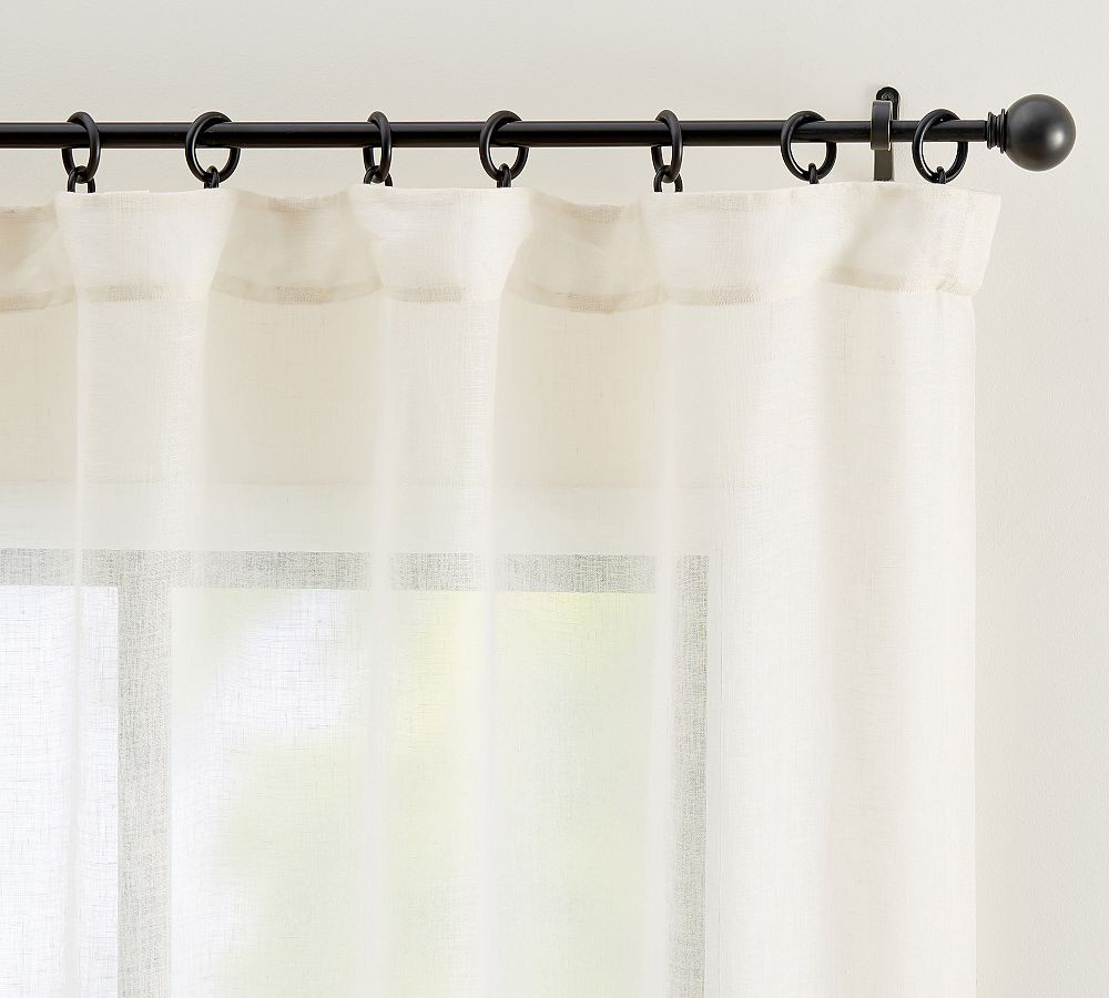 Custom Emery Linen Sheer Drape - Ivory | Pottery Barn (US)