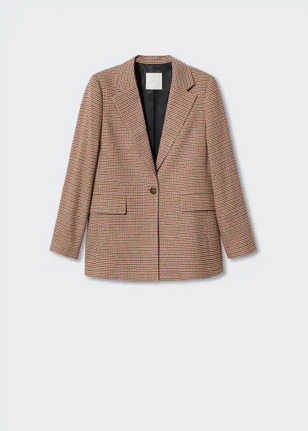 Houndstooth wool-blend blazer | MANGO (US)