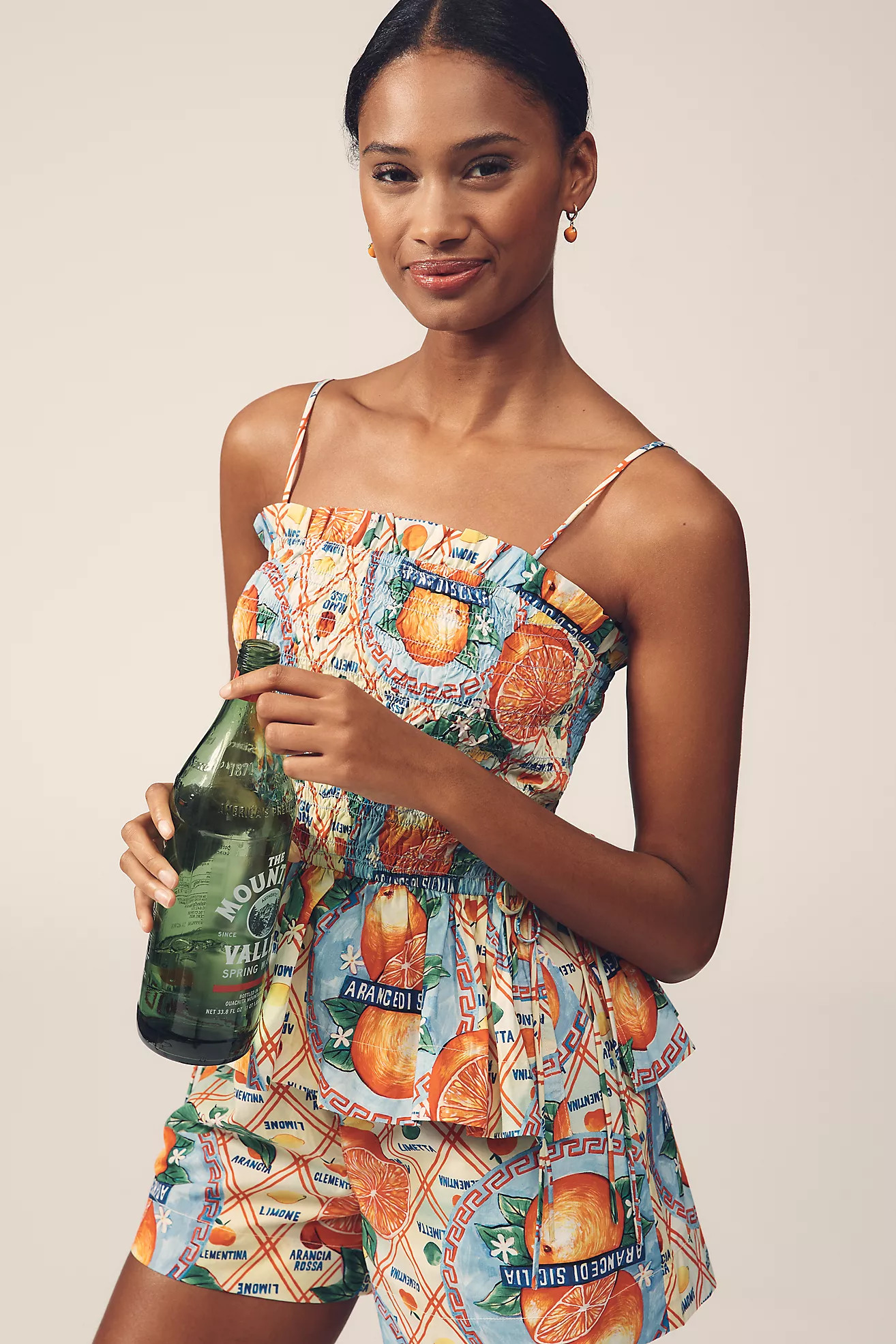 Damson Madder Marina Smocked Side-Tie Cami | Anthropologie (US)