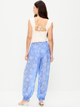 High-Waisted Chiffon Harem Pants | Old Navy (US)