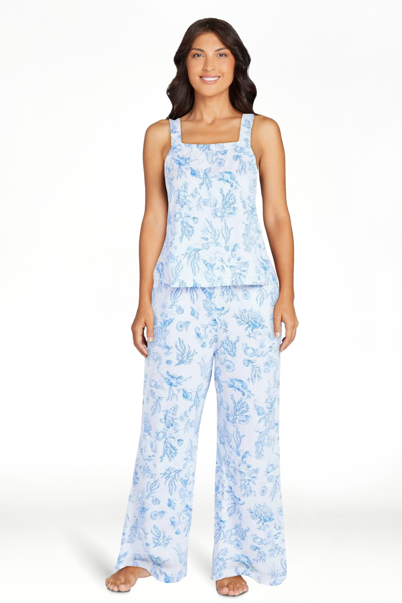 Joyspun Women's Wide Strap Cotton Tank Top and Pants Pajama Set, 2-Piece, Sizes XS-3X | Walmart (US)