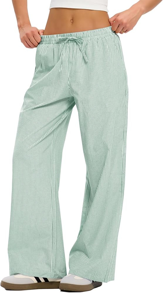 LOMON Striped Gingham Pants Women 2026 Spring Summer Pajamas Wide Leg Pj Lounge Boxer Bottoms Y2k... | Amazon (US)